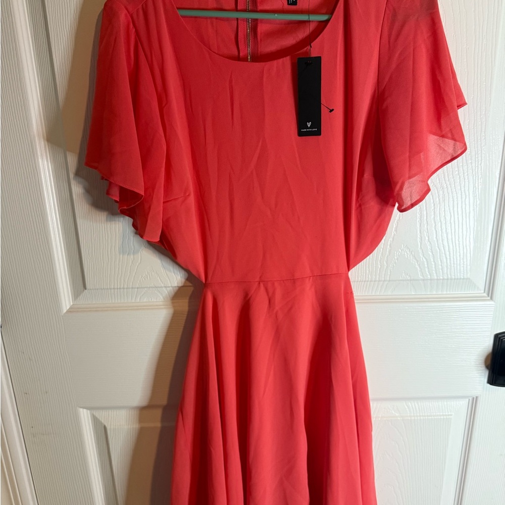Lulu's Vibrant Coral Skater Dress